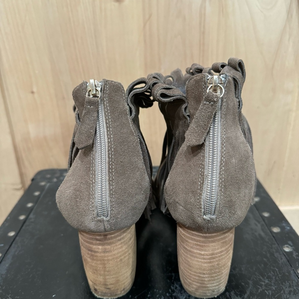 MATIKO SUEDE Morgan FRINGE Sandals HEELS Size 41 Boho - Picture 7 of 16
